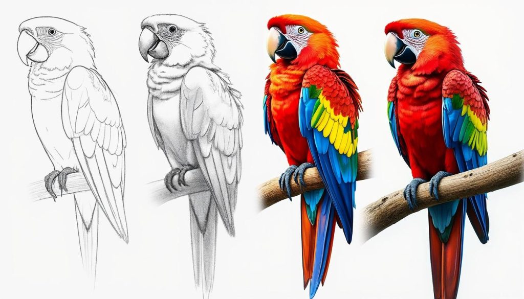 apprenez à dessiner un perroquet facilement grâce à notre guide étape par étape, idéal pour débutants et passionnés d'art.