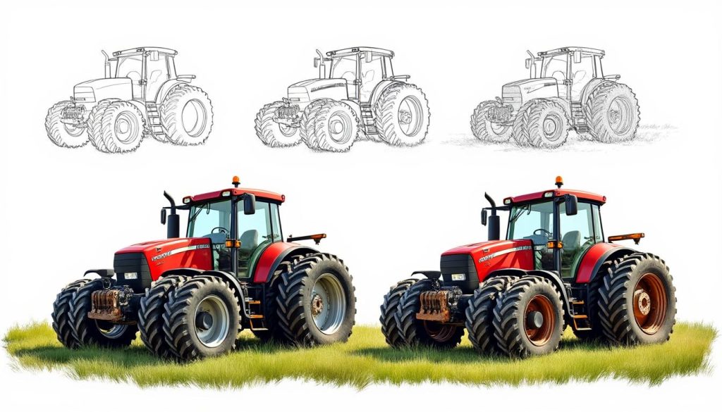 apprenez à dessiner un tracteur facilement grâce à notre guide étape par étape, idéal pour débutants et passionnés de dessin.