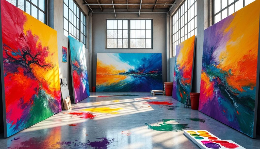 explorez la richesse et la diversité des peintures abstraites colorées, découvrez des œuvres vibrantes qui éveillent les sens et stimulent l'imagination.