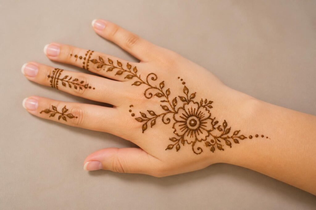 découvrez des designs mehndi simples et beaux, parfaits pour débuter le henné avec élégance et créativité.