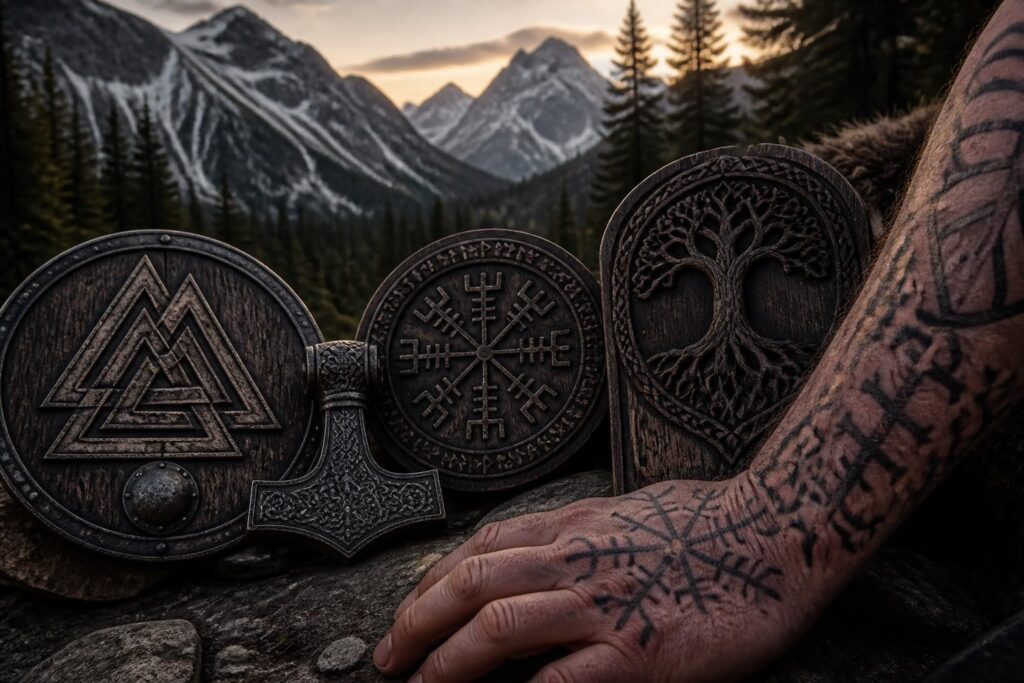 découvrez les symboles vikings, leurs significations profondes, les tatouages populaires et les symboles de protection issus de la culture viking.