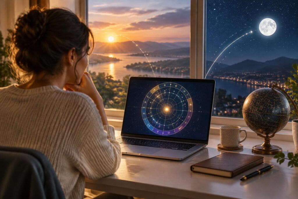 découvrez comment calculer facilement votre ascendant astrologique et votre signe lunaire à partir de votre date, heure et lieu de naissance.